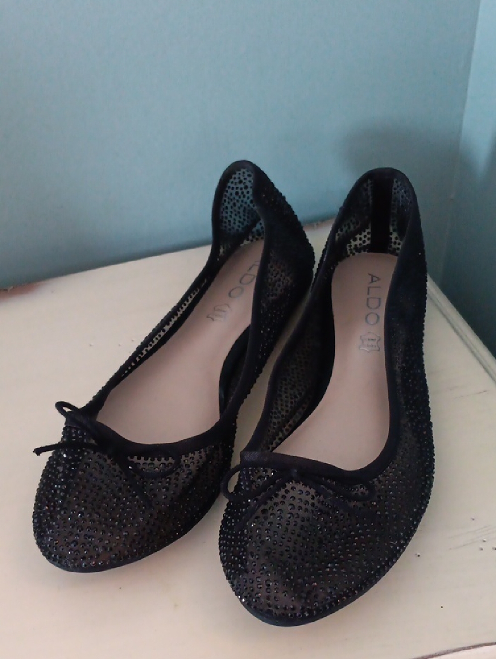 & Aldo Caossi Black Glitter Ballet Ballerina Flats